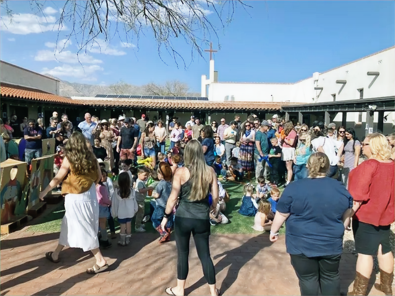 People gathered outside St. Alban’s for a parish celebration.