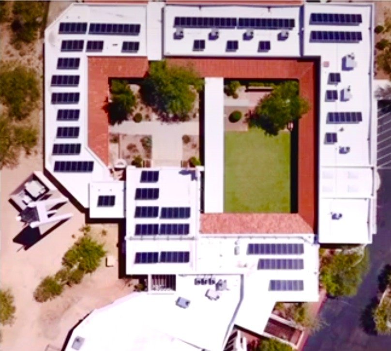 Campus roof plan showing the placement of solar panels.