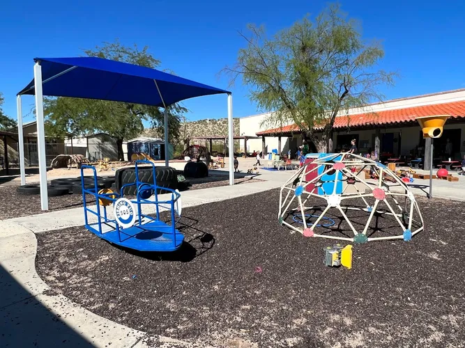 Shaded playground at St. Alban’s Preschool.